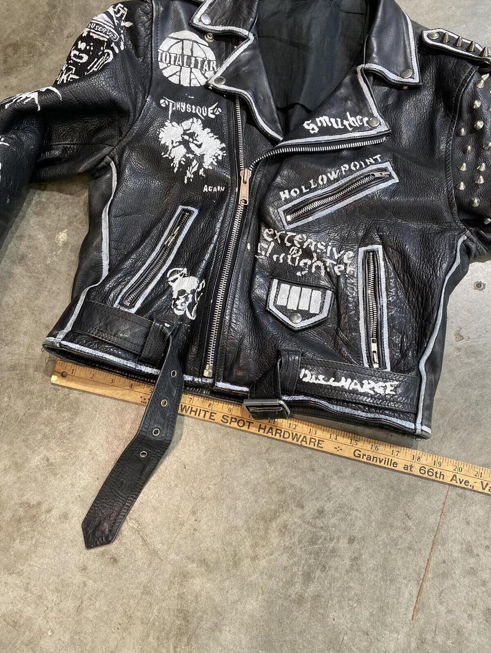 Vintage 90s Punk Studded Leather Jacket anticimex discharge - Picture 12 of 15